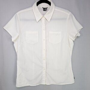 The North Face Shirt Button Front Size Medium Womens Short Sleeve White